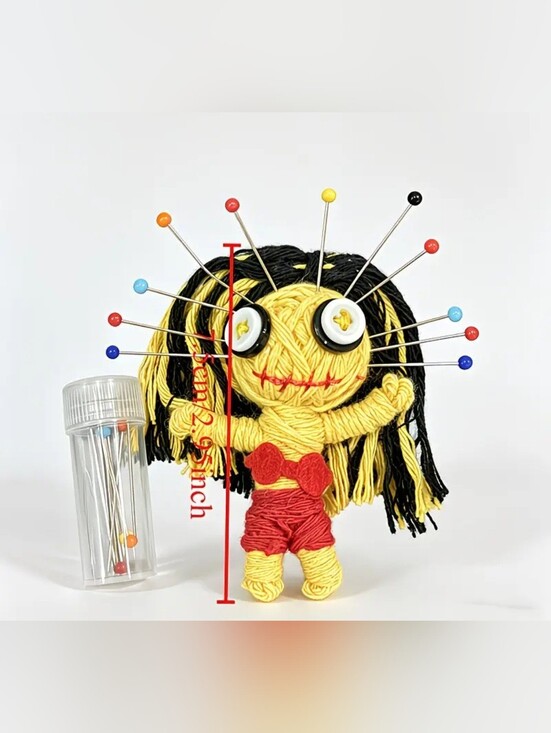 Other - Handcrafted Yellow, Black Or Purple Voodoo Doll Toy with Pins